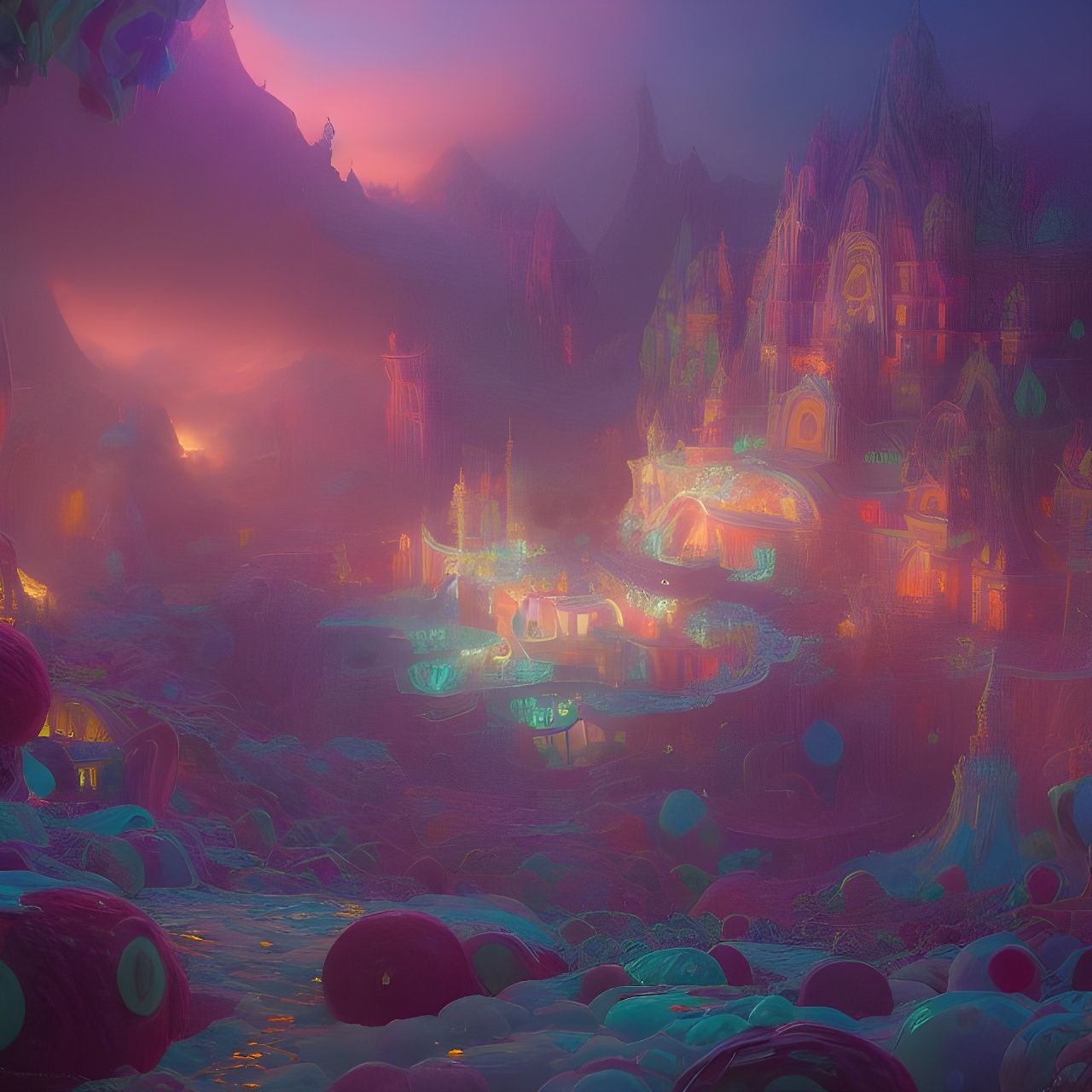 Epic Ice Cream Kingdom in a Fantasy Style