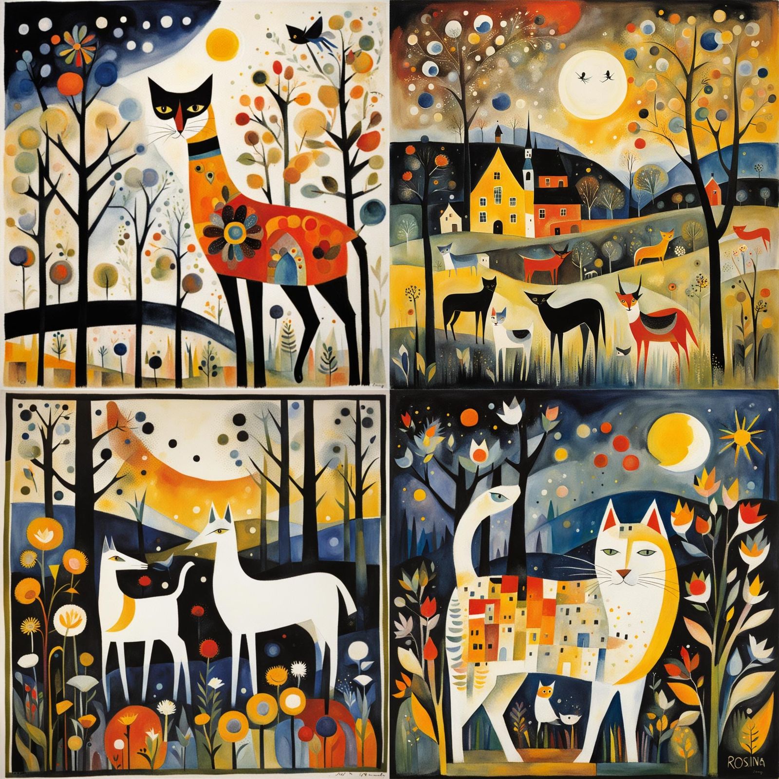 Colorful Abstract Cat Illustration