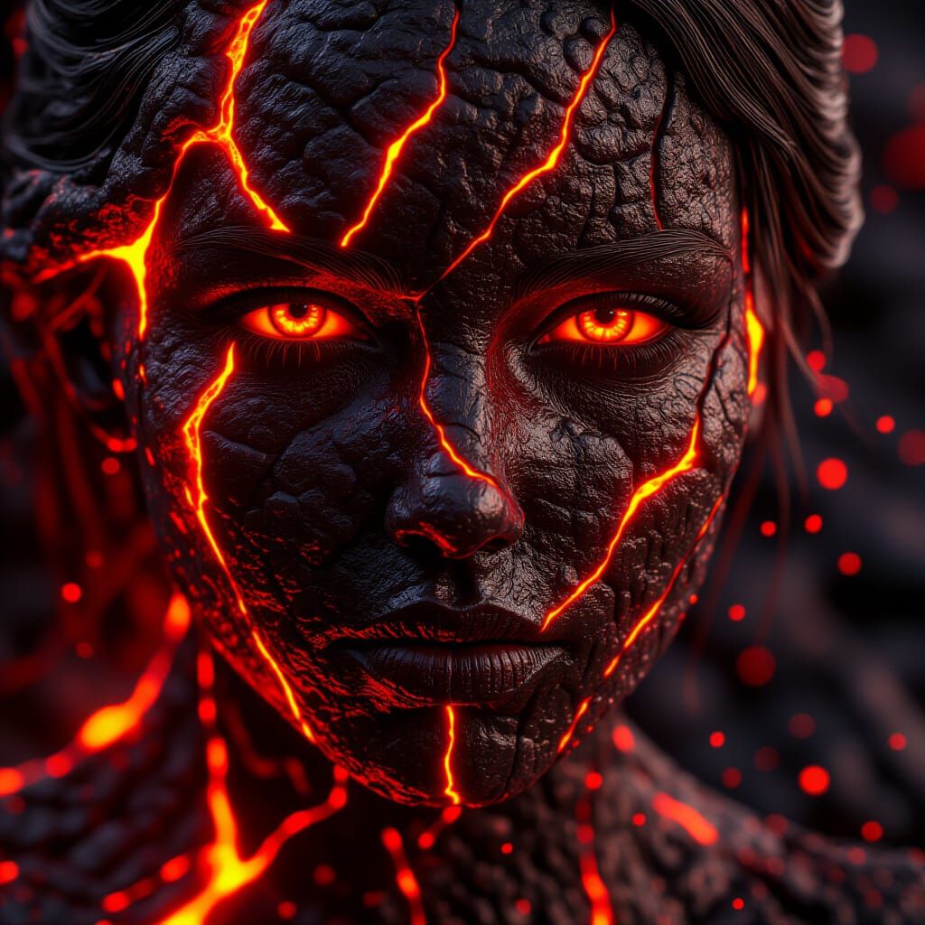 Molten Lava Woman Portrait Melting Away