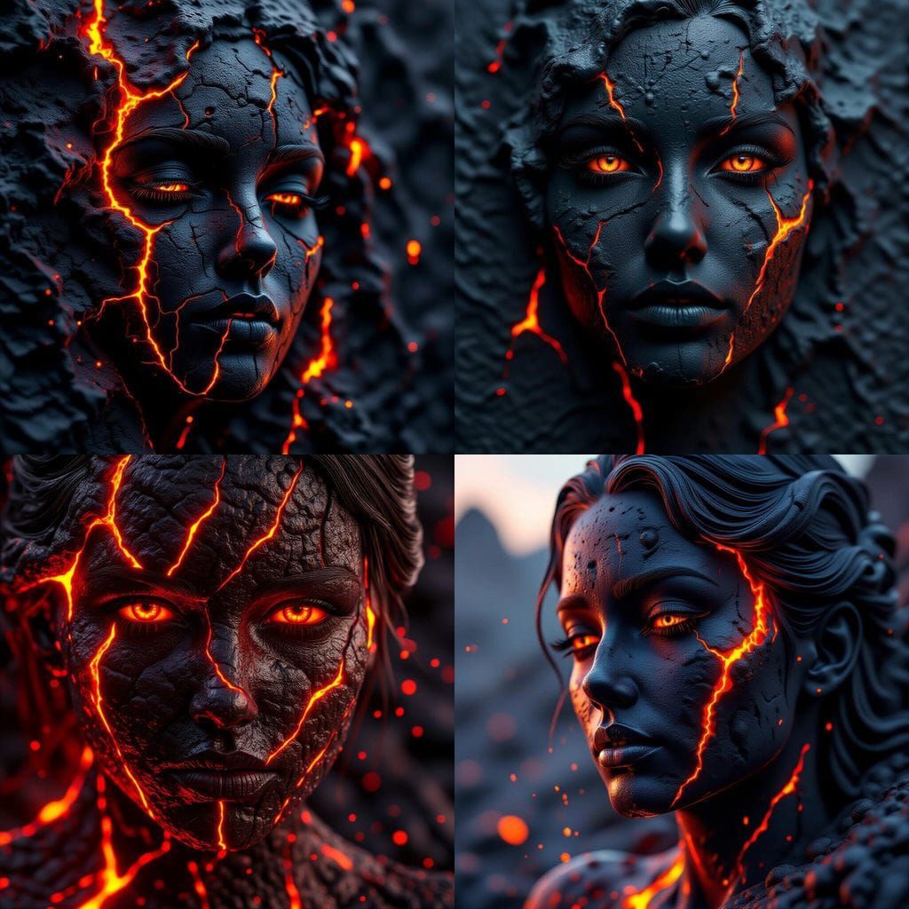Molten Lava Woman Portrait Melting Away