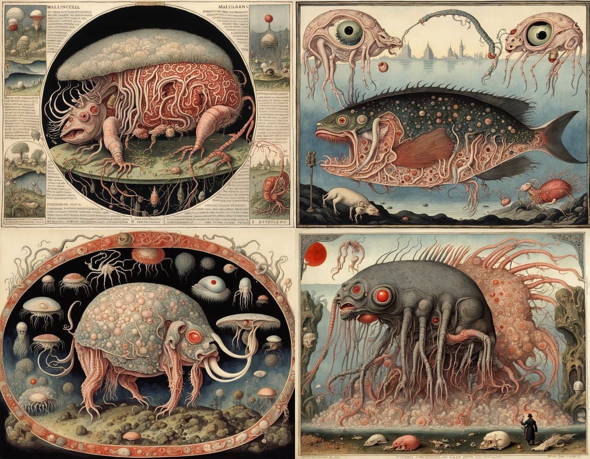 Surreal Anatomy of a Hybrid Creature in a Nightmarish Malays...