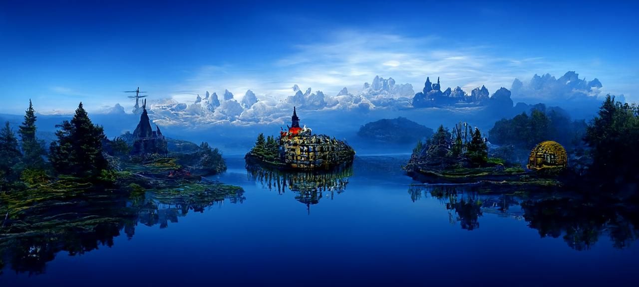 Fantastical Storybook Island 3D Render in Surreal Style