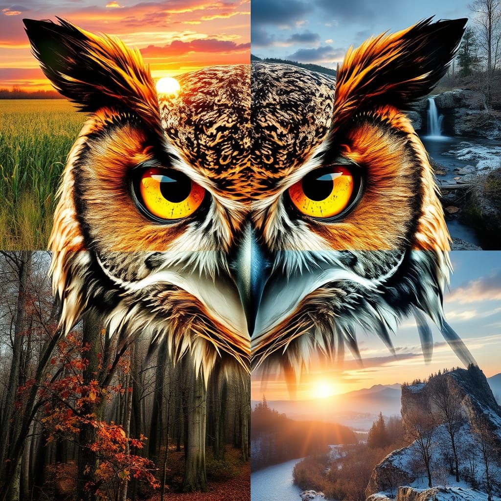 Surreal Double Exposure Portrait Collage in Photorealistic S...