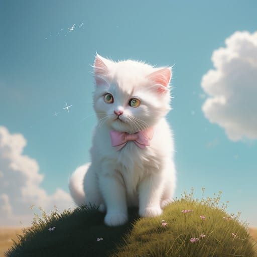 Joyful Kitten Radiates Happiness with Vibrant Glow