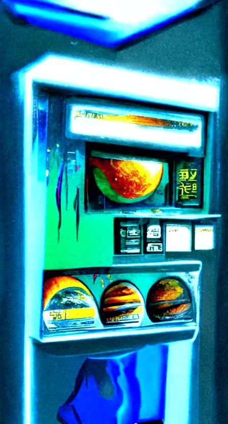 Alien Planet Vending Machine in Cyberpunk Style
