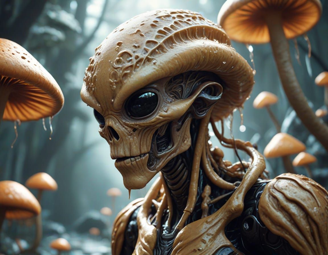 Alien Encounter in a Dreamlike Landscape