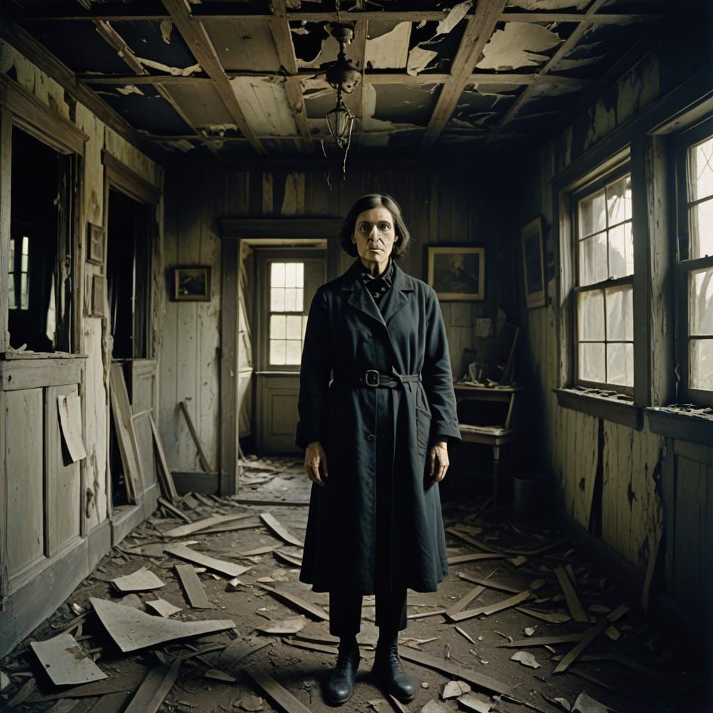 Surreal Farmhouse Portrait in Muted Tones