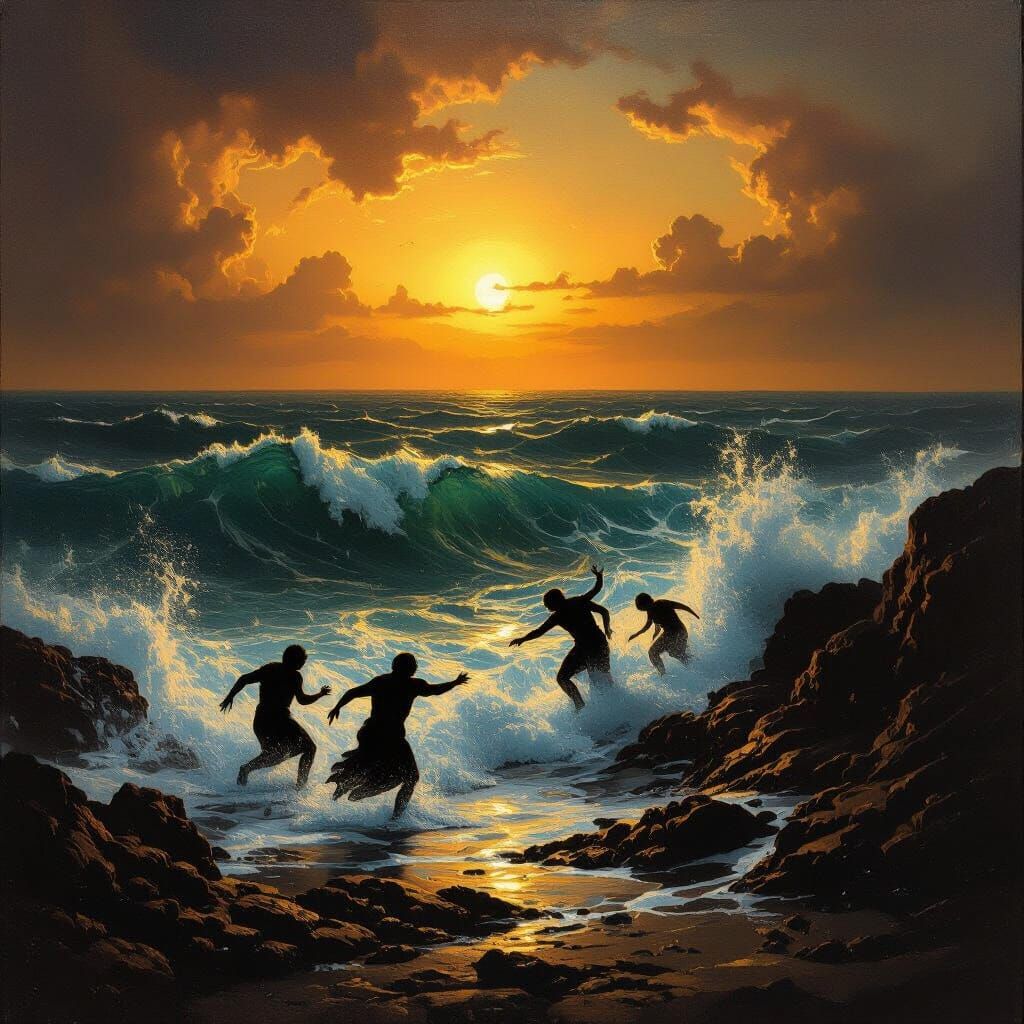 Renaissance Seascape Painting Captures Fear in Golden Hour L...