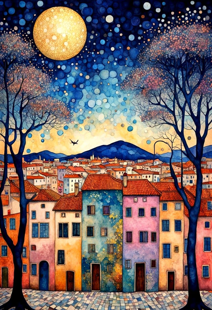 Urban Houses in Art Deco Style with 3D Effect