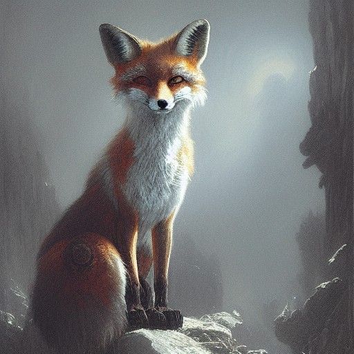 Horrific Anthropomorphic Fox in Engraving Style