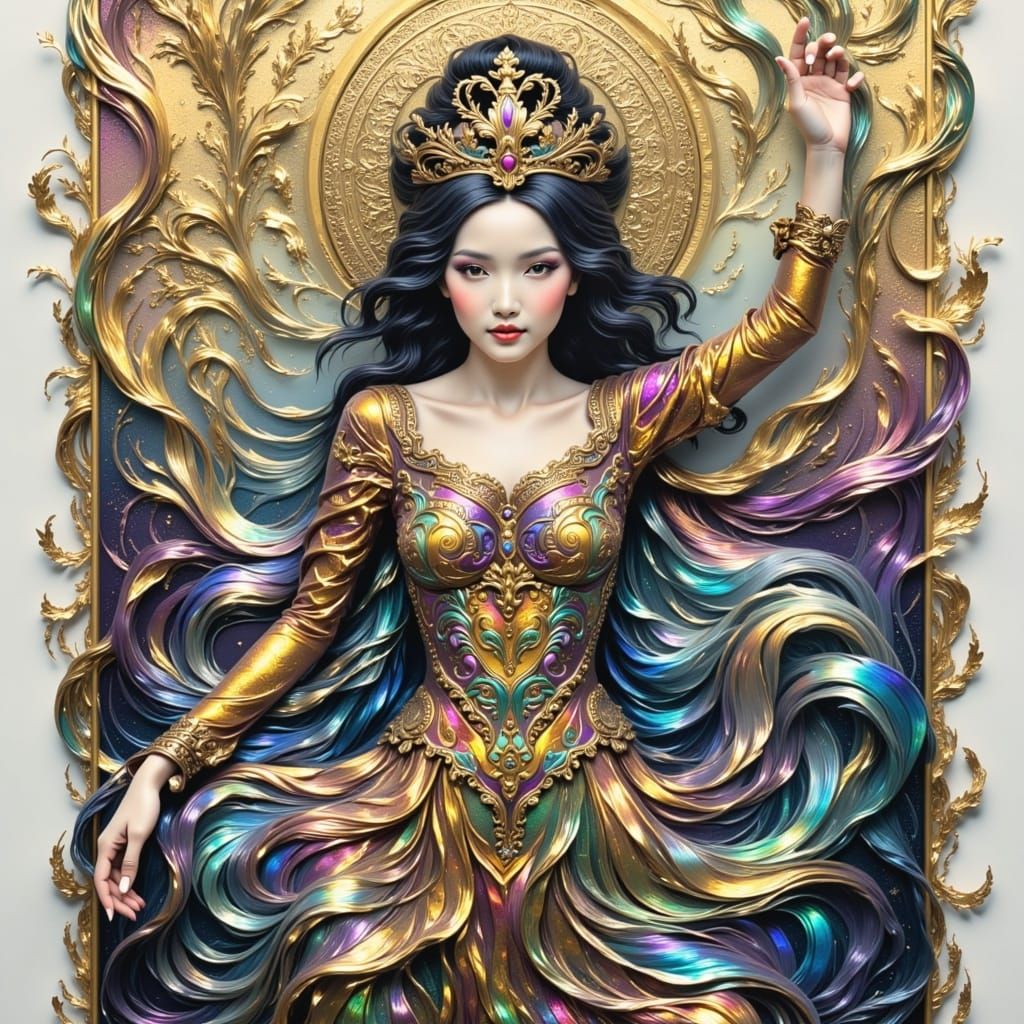Golden Empress in Vibrant Watercolor