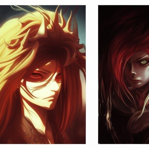 Demon Couple in Dark Fantasy Art Nouveau Style