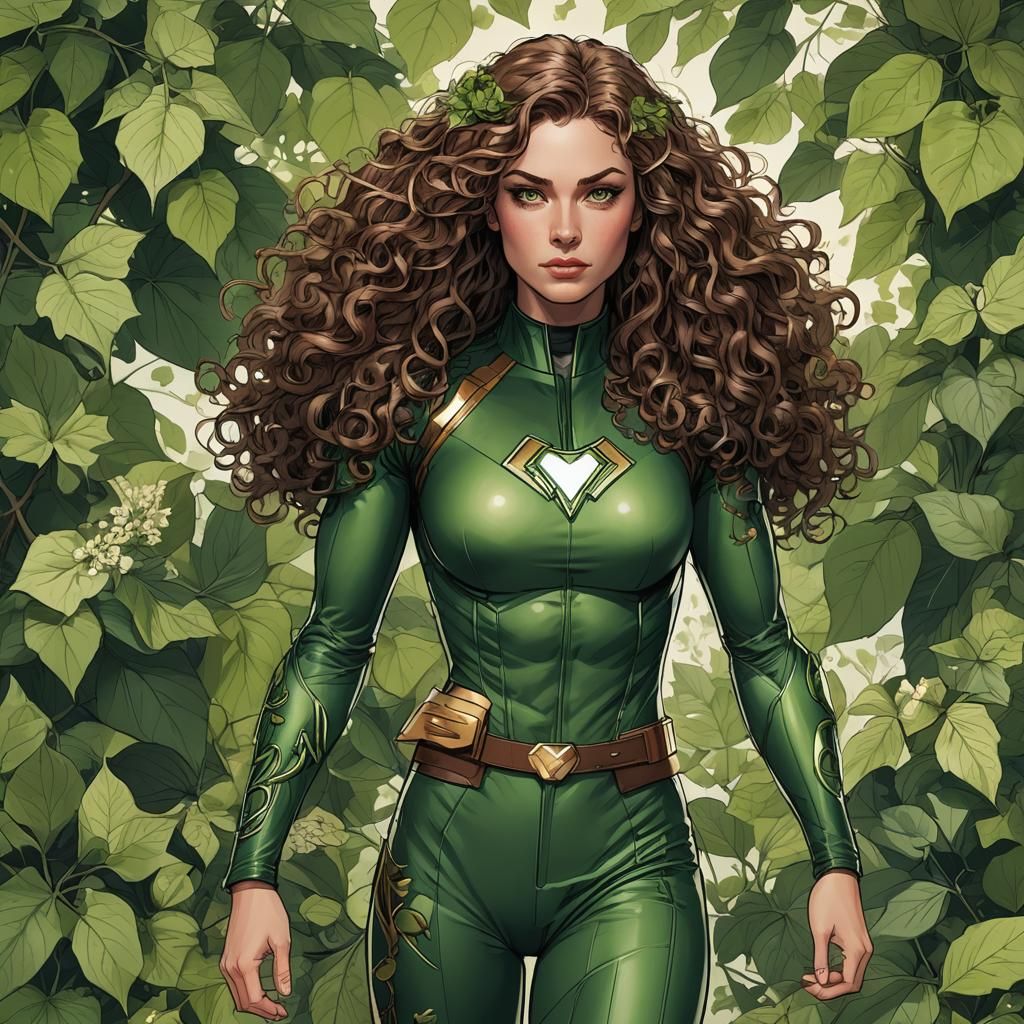 a young woman with a strong, athletic build and long, curly ...