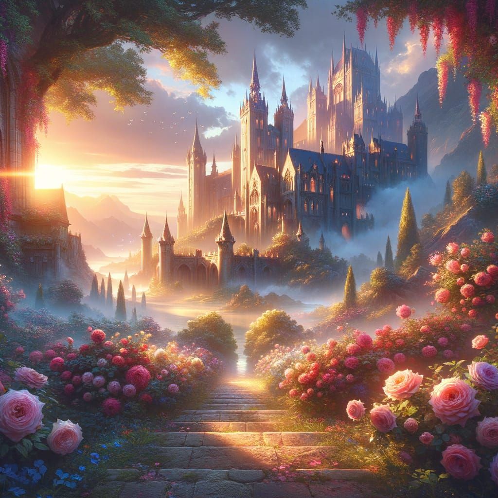 Fantastical Castle Illuminated in Soft Light