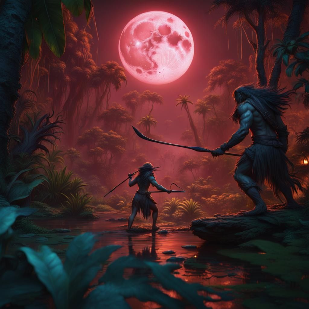 Primitive Tribe Monster Hunt Under Blood Moon