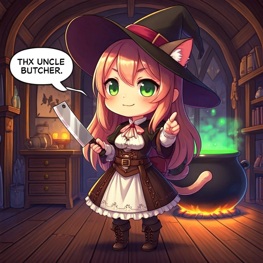 Medieval Catgirl Chibi in Witch House