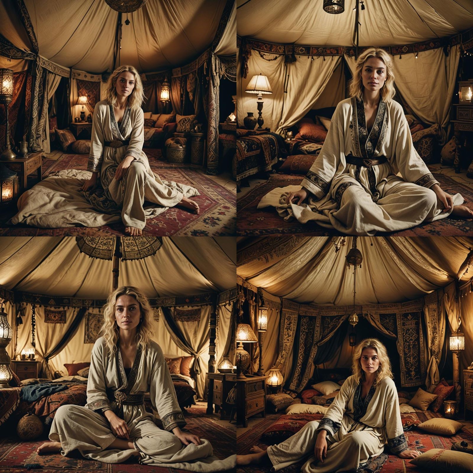 Blond Woman in Bedouin Tent: Rembrandt-Style Photo