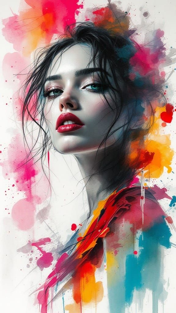 Ethereal Beauty in Charcoal and Watercolor