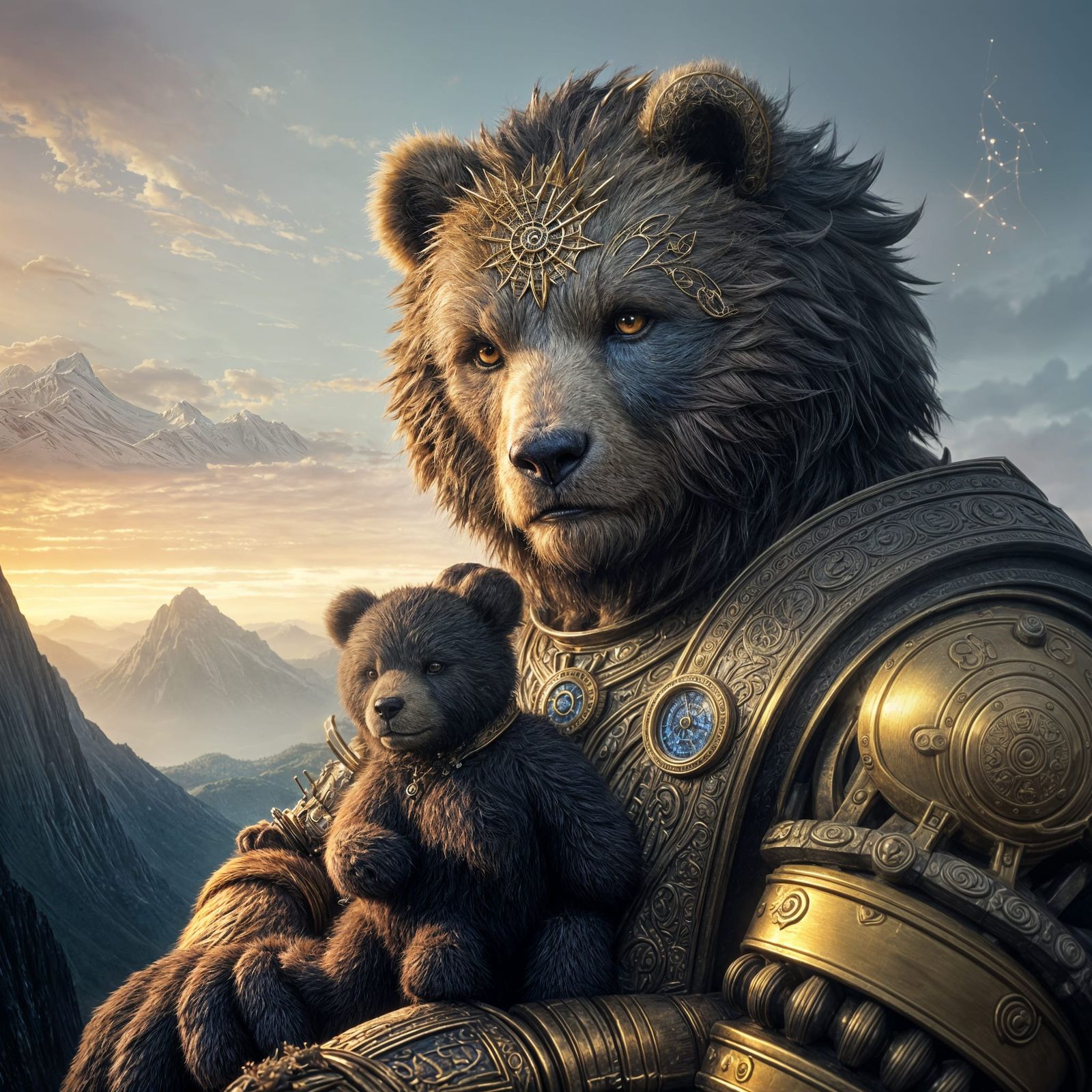 Majestic Bio-Mechanical Teddy Bear in Zen State