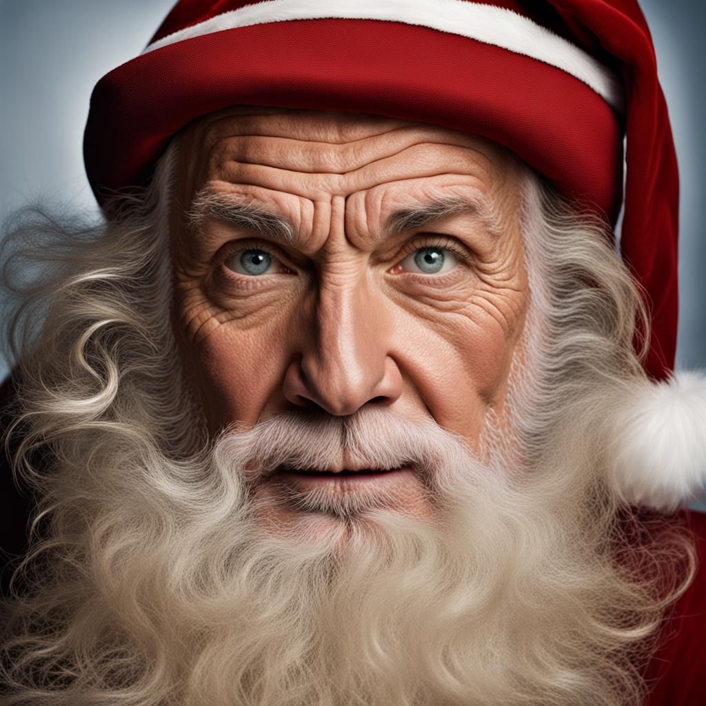 Vintage Santa Portrait in Studio Lighting