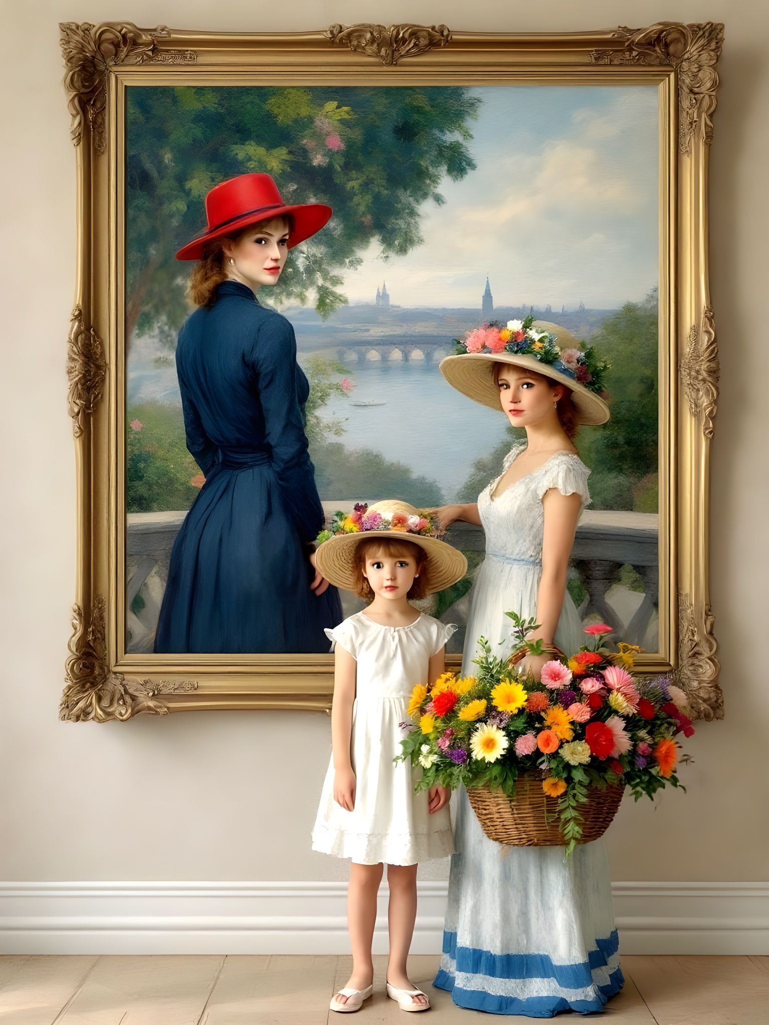 Sisters On Terrace in Impressionist 3D Render