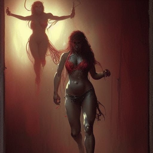 Tough Woman in Marvel Comics Horror Style