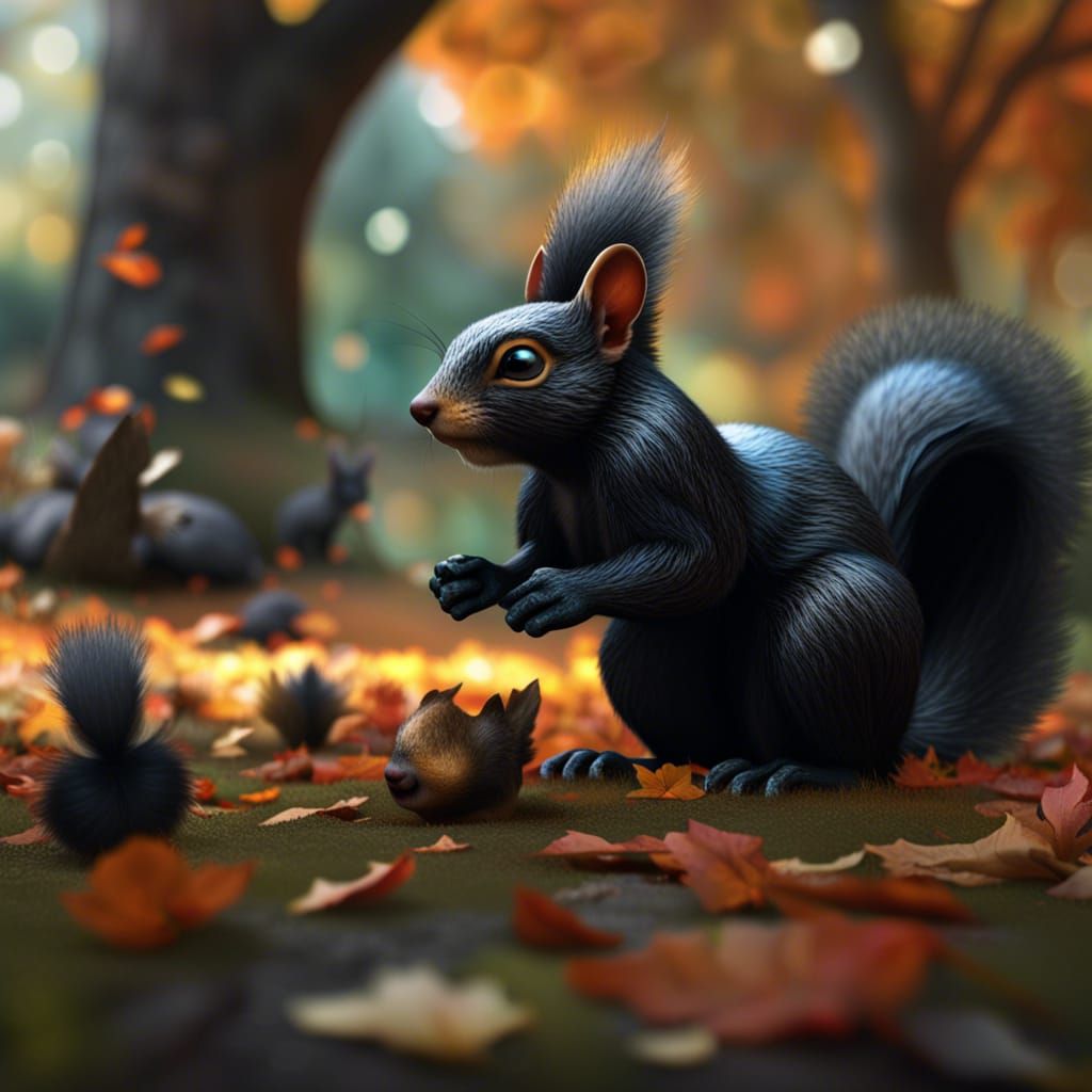 Black adult squirrel