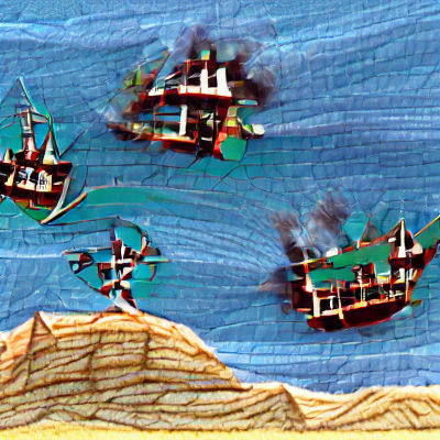 Pirate Ships Attack Coastal Village