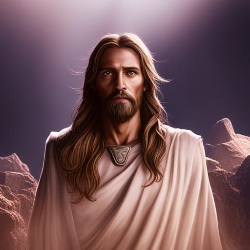 Detailed Matte Painting of Jesus in Deep Color