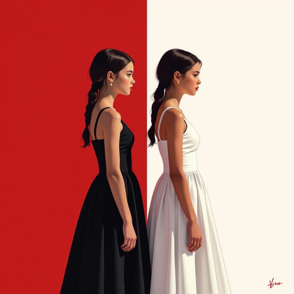 Twin Sisters in Contrasting Styles