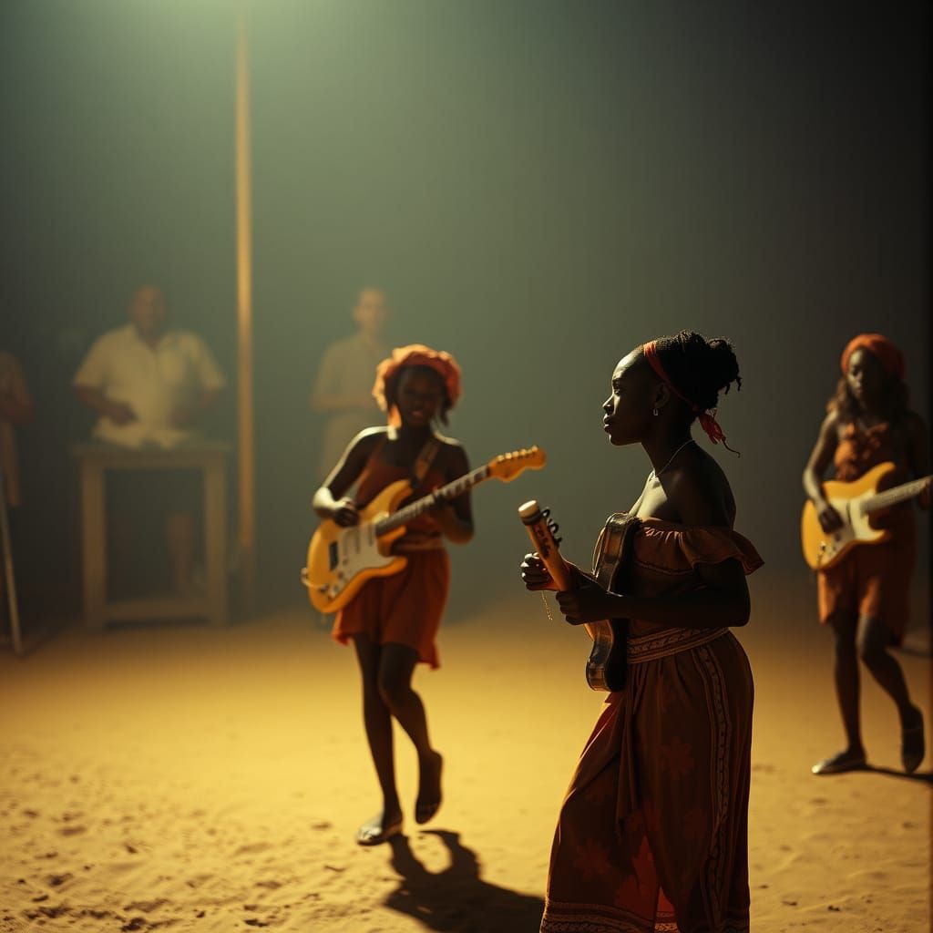 African Girls Playing: Cinematic 8K Film Still