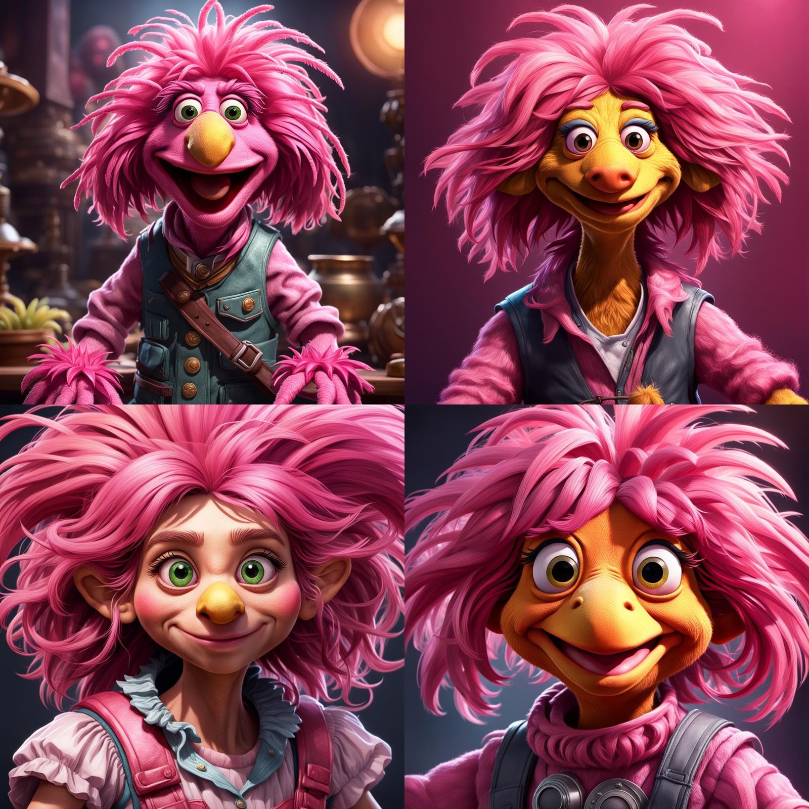 Detailed Portrait of Pink Fraggle Rock Muppet