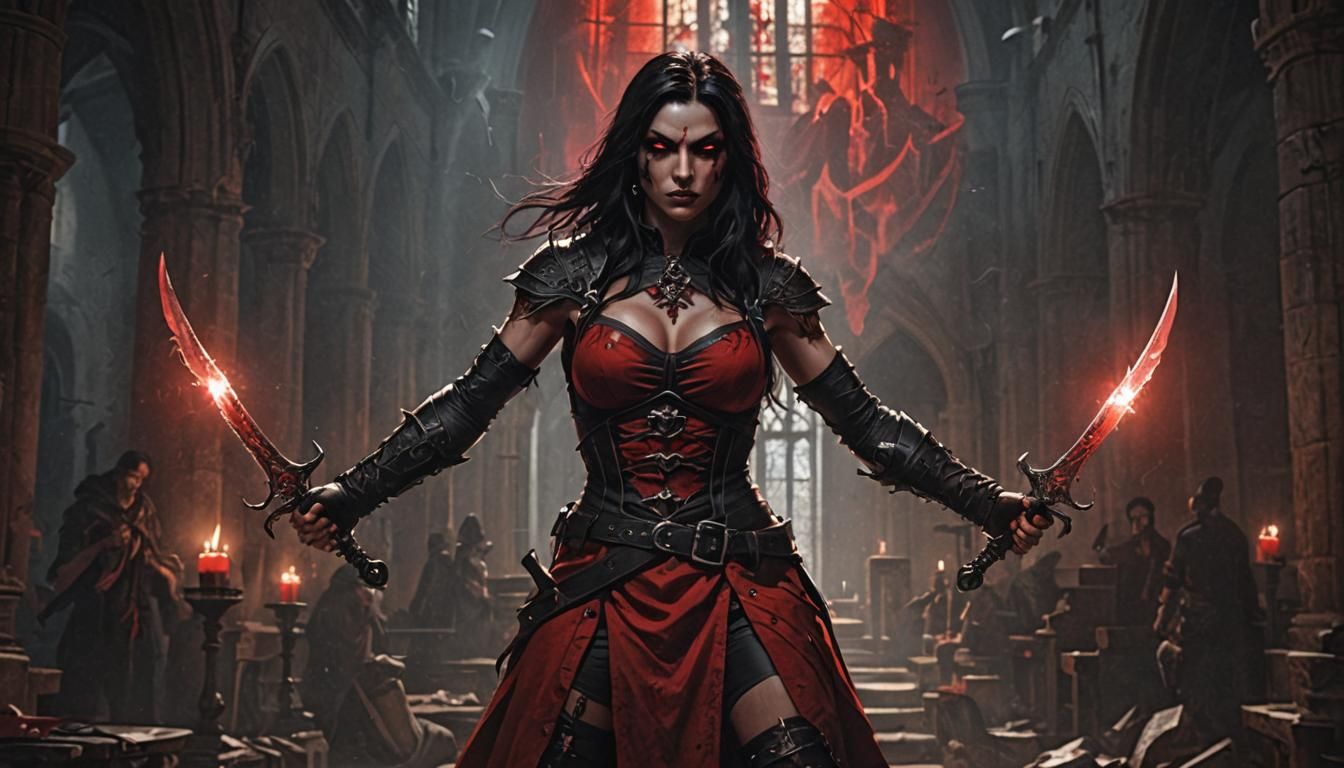 Heroic Fantasy Assassin in Cursed Church