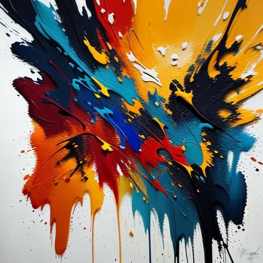 Imagine a vibrant, abstract painting. The canvas is filled w...