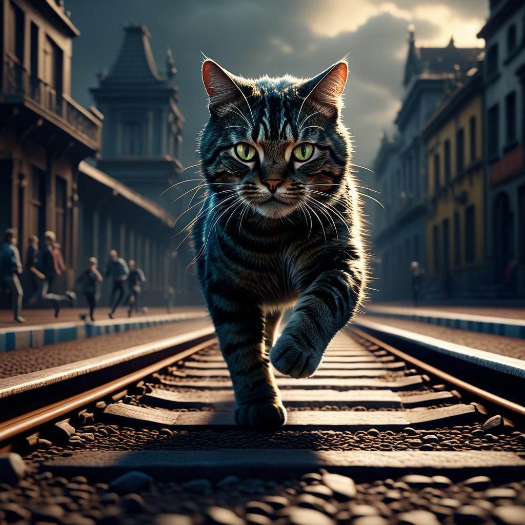 A cat runs