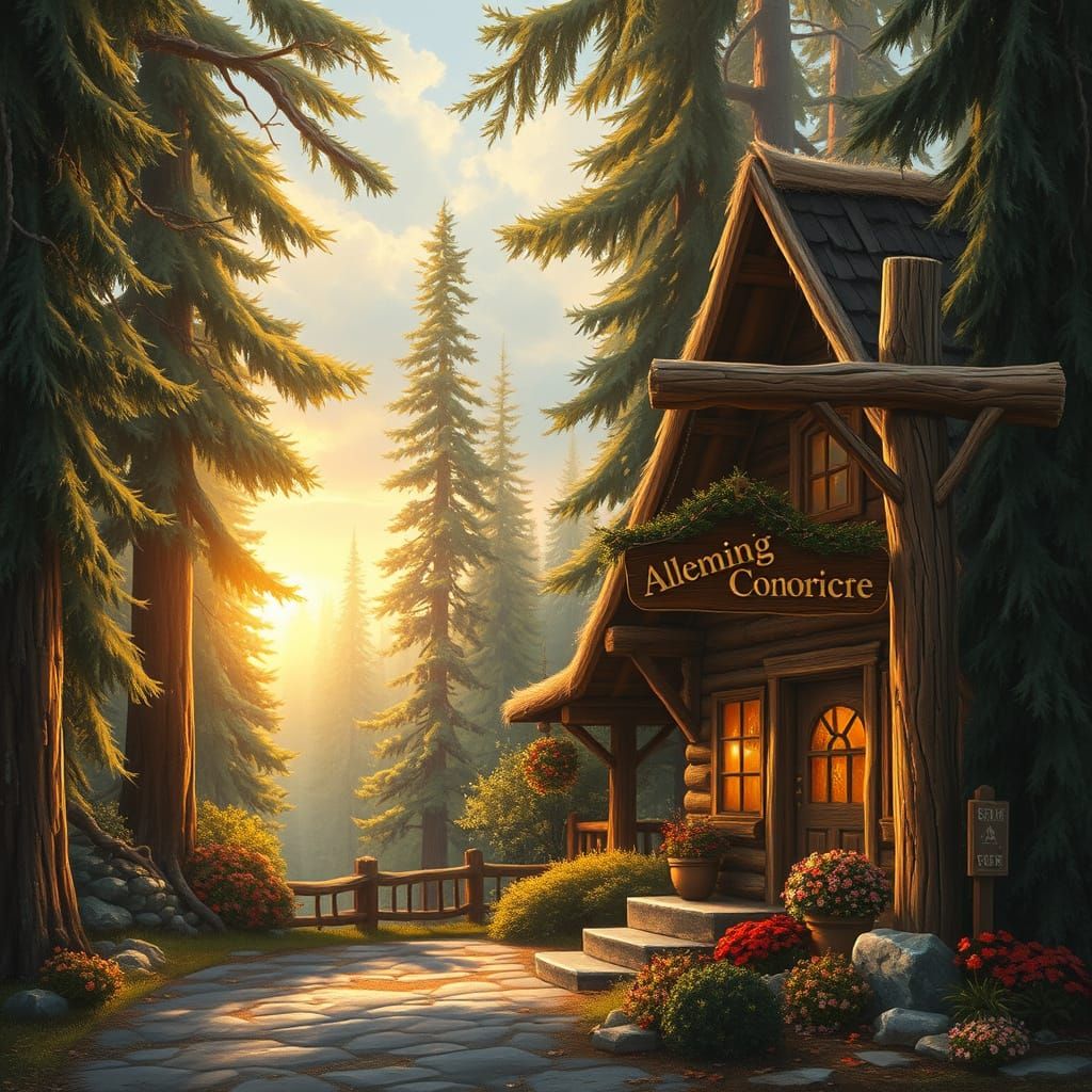 Cozy Cottage Scene in a Rustic Woodland