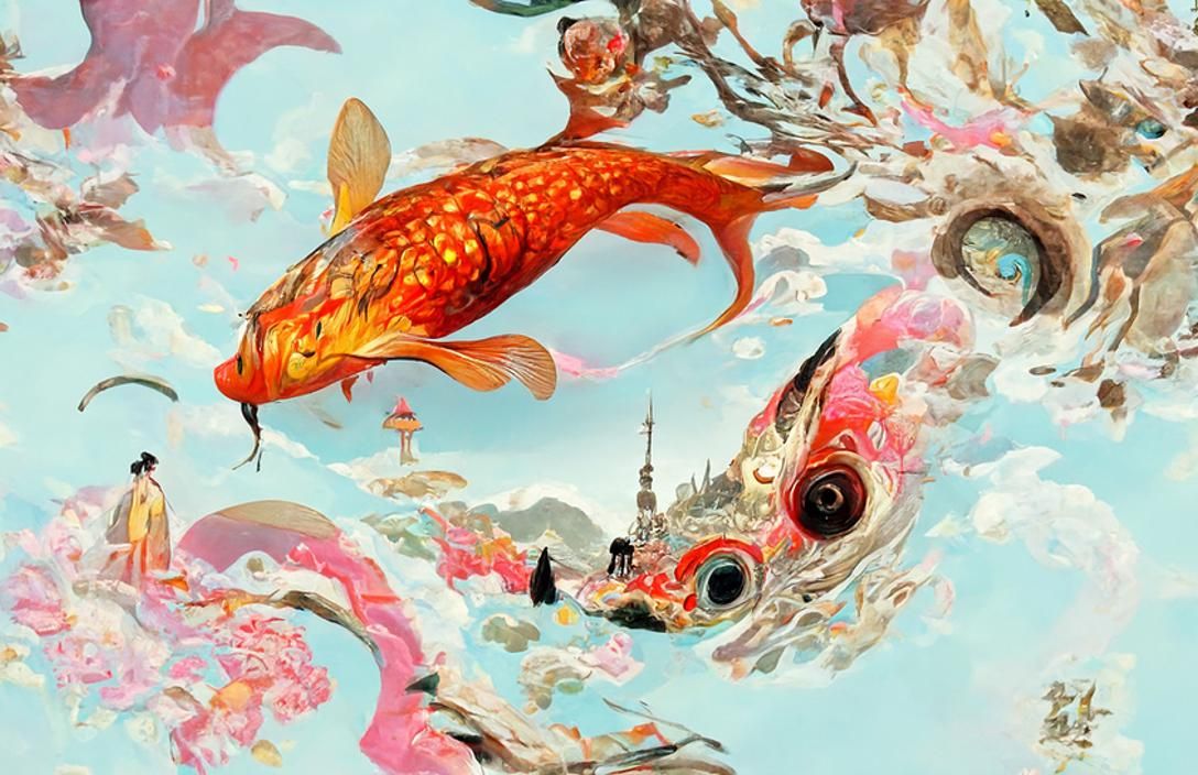 Koi Fish in Sci-Fi Fantasy Dreamscape