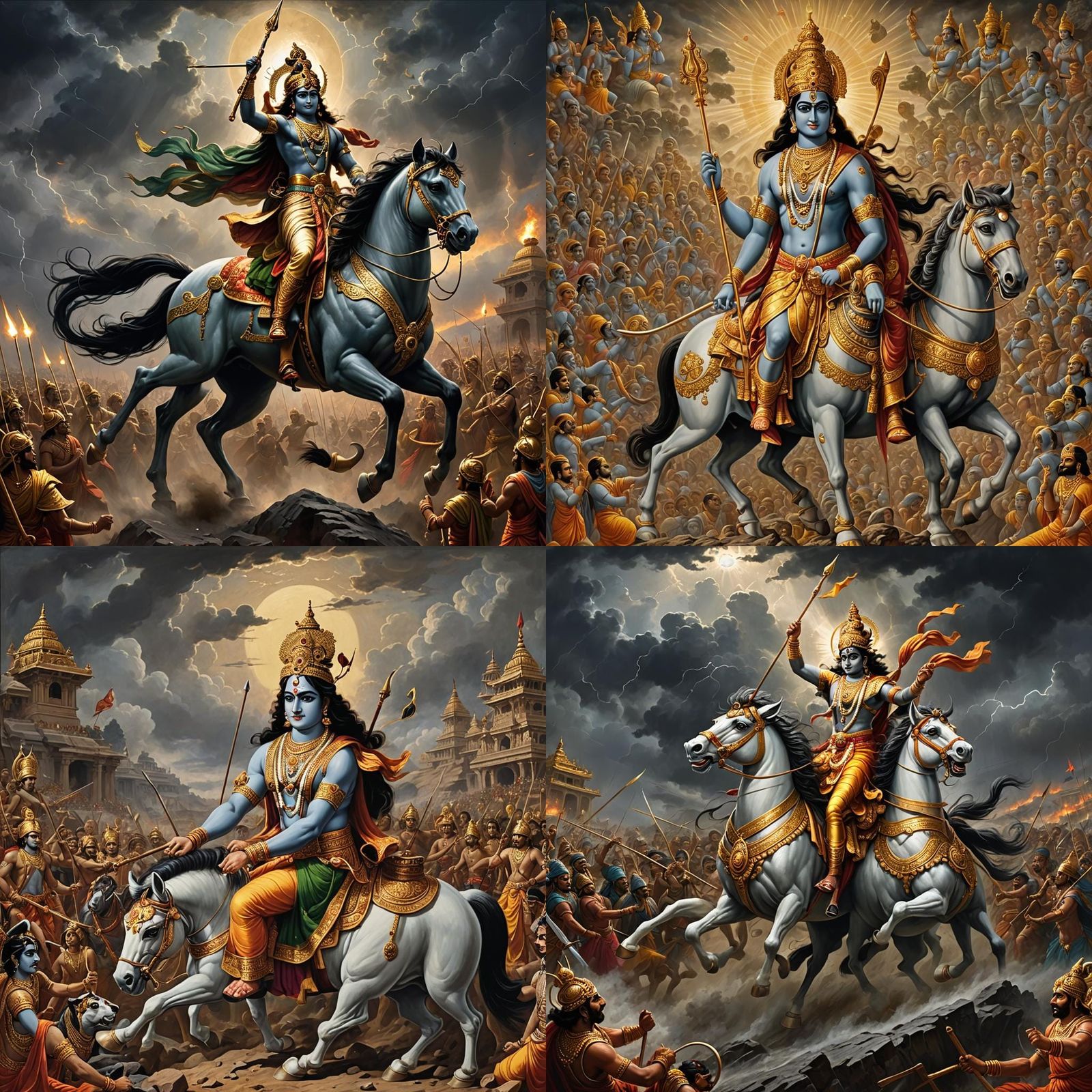 Krishna Guiding Arjuna on Kurukshetra Battlefield