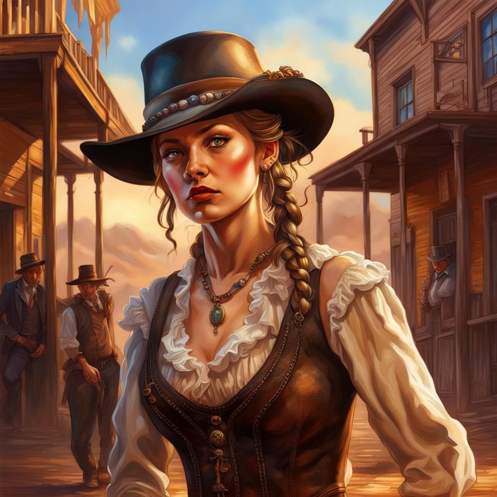 Saloon Girl in the Old West: Hyperrealistic Art