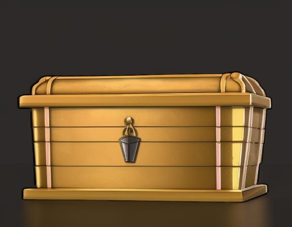 Golden Anime Treasure Chest Illustration