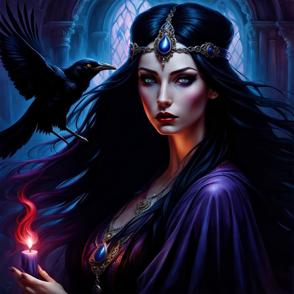 Mystical Sorceress Portrait in Fantasy Comic Style