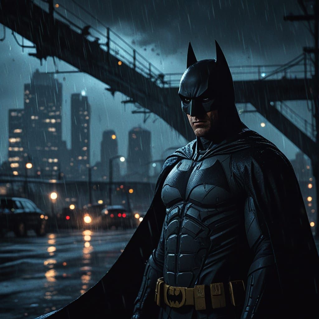 Batman in Gotham: Noir Comic Book Illustration