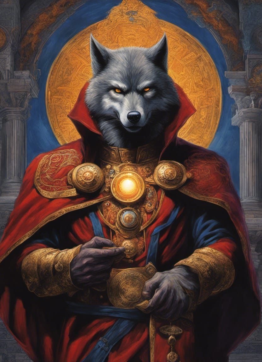 Werewolf as Doctor Strange in Comic Book Style