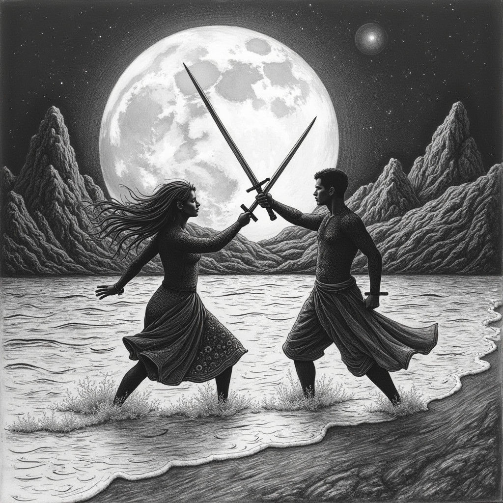 Doodle World Sword Fight in Charcoal