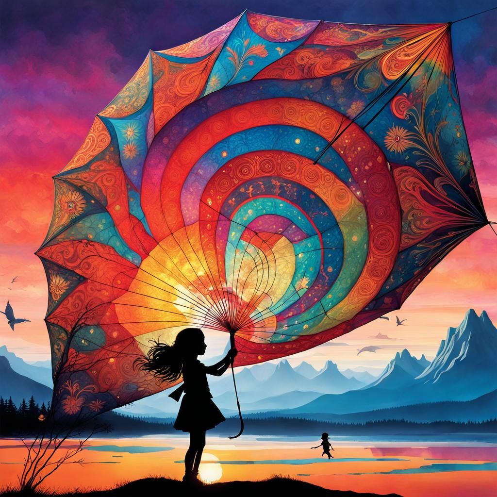 Spectacular Fantasy Kite in a Vivid Poster Art