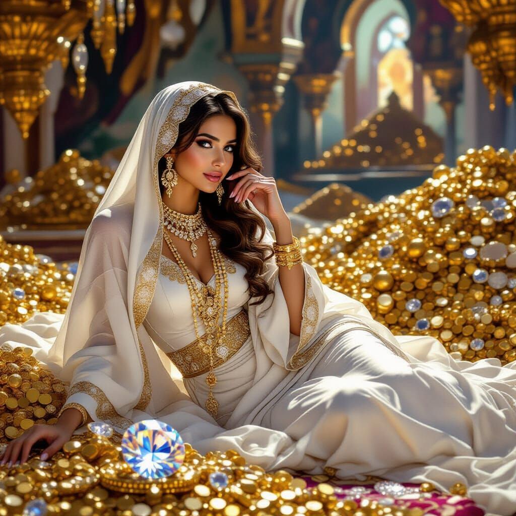 Arabian Princess in Opulent Treasure Hall