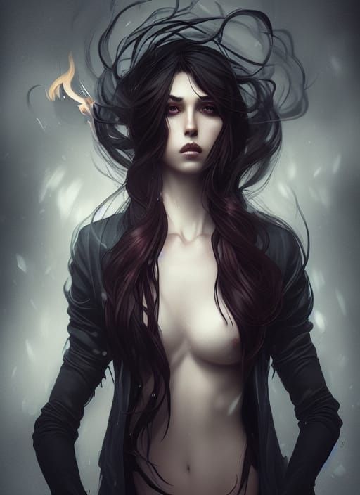 Passionate Kiss in Smoke: Hyper-Realistic Digital Art