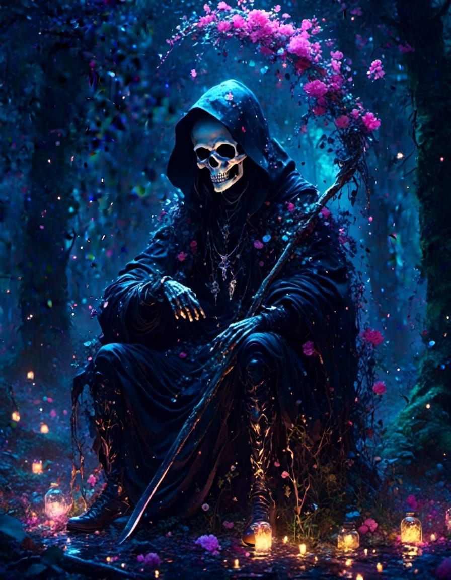 Ethereal Grim Reaper in Dreamy Darkness