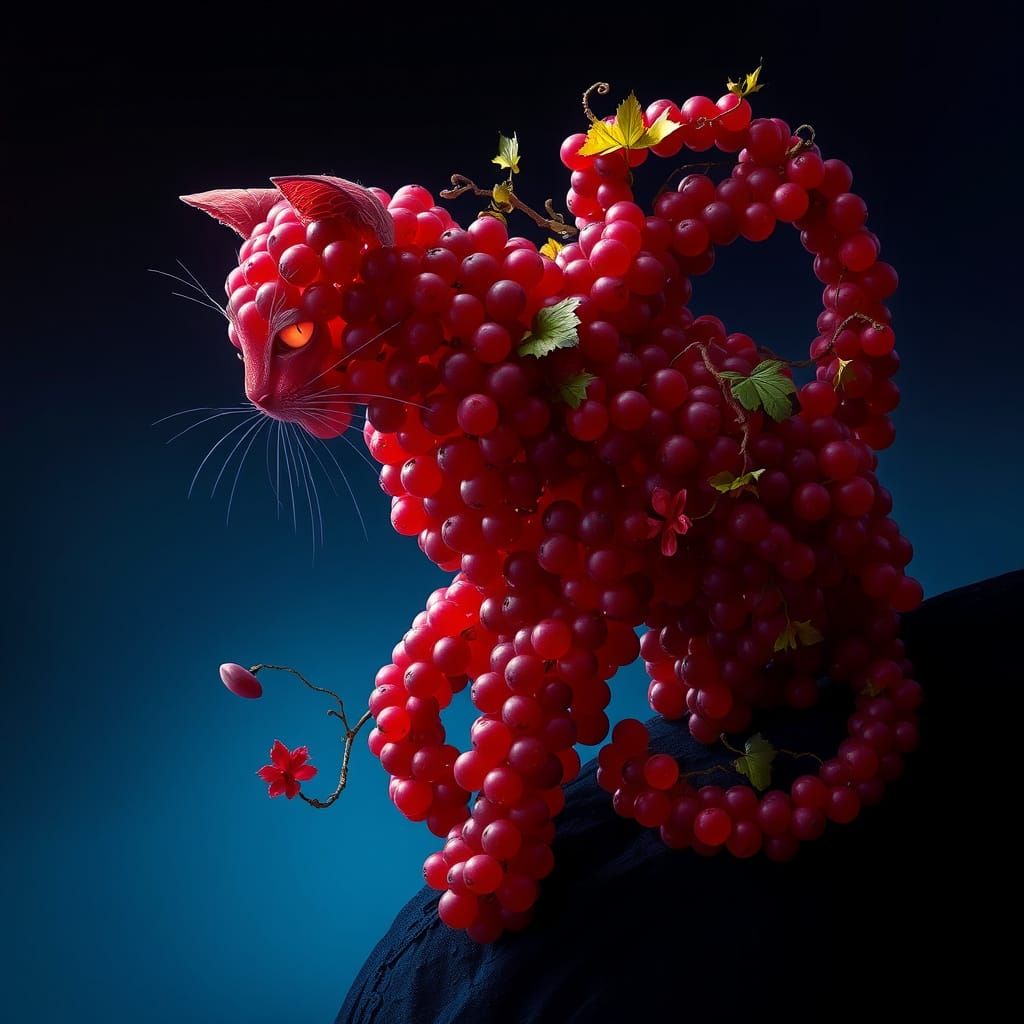 Luxurious Feline Form in Vibrant, High-Contrast Colors