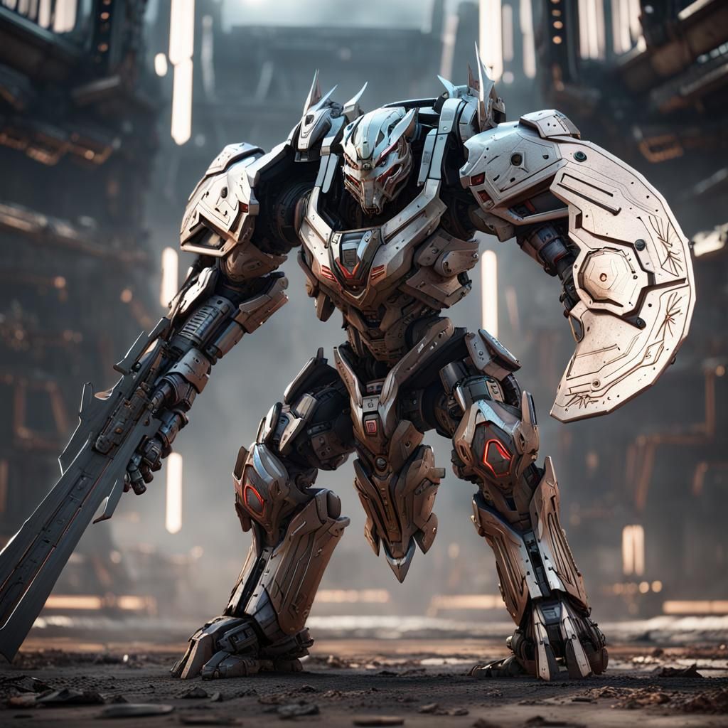 Wolf Warrior in Mech Suit Ready for Battle